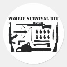 Zombie Survival Kit Round Stickers