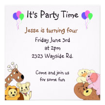 Zoo Animals Party Invitation