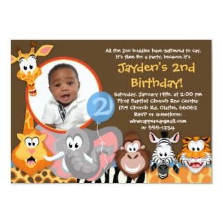 Wild animal birthday invitations