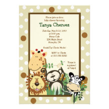 ZOO CREW Jungle Safari Baby Shower 5x7 Personalized Announcement