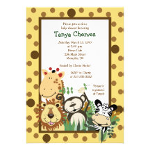 ZOO CREW Jungle Safari Baby Shower 5x7 Invitation
