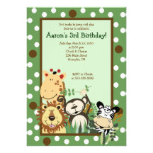 ZOO CREW Jungle Safari BIRTHDAY INVITE 5x7