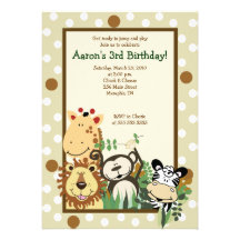 ZOO CREW Jungle Safari BIRTHDAY INVITE 5x7