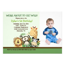 Zoo Crew Jungle Safari *PHOTO* Birthday 5x7 Personalised Announcements