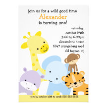 Zoo Fun Birthday Party Personalized Invitations