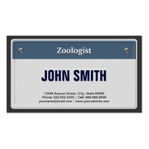 Zoologist Cool Car License Plate Business Card Template