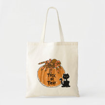 ZW- Spider on a Pumpkin Trick or Treat bag