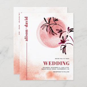 Βranch Qr code Japandi BUDGET wedding invitation