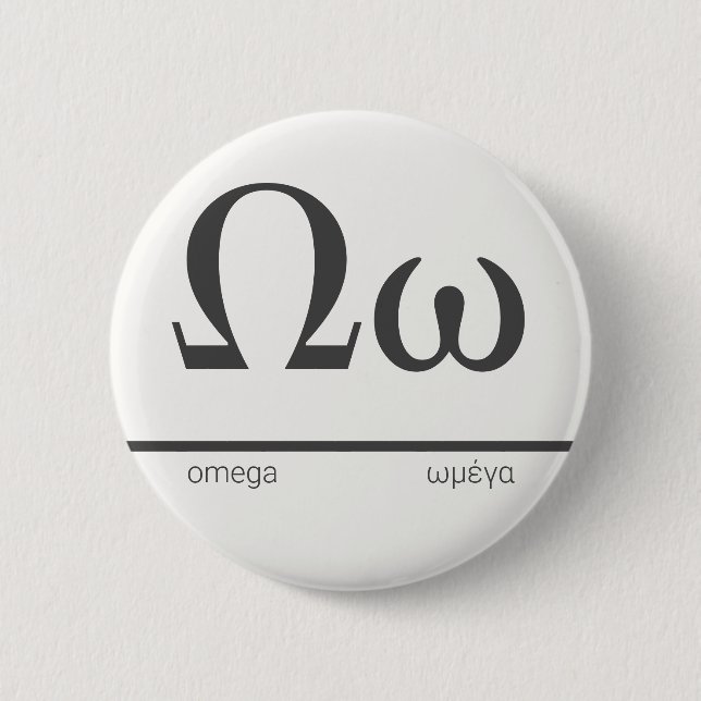 Ω - Γρεεκ Λεττερ ωμέγα - Greek Letter Omega 6 Cm Round Badge (Front)