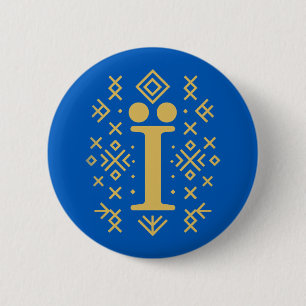 Ї Symbol in Ukrainian Folk Pattern - Cultural Heri 6 Cm Round Badge