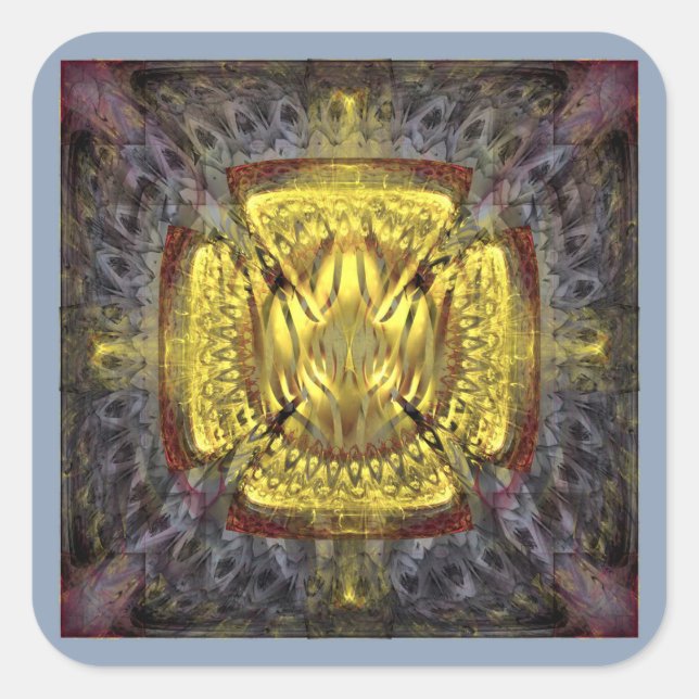 Аncient cross pattern square sticker (Front)