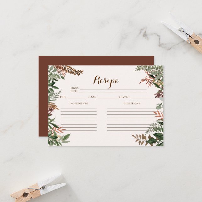 Аutumn Leaves Bridal Shower Recipe Cards  (Front/Back In Situ)