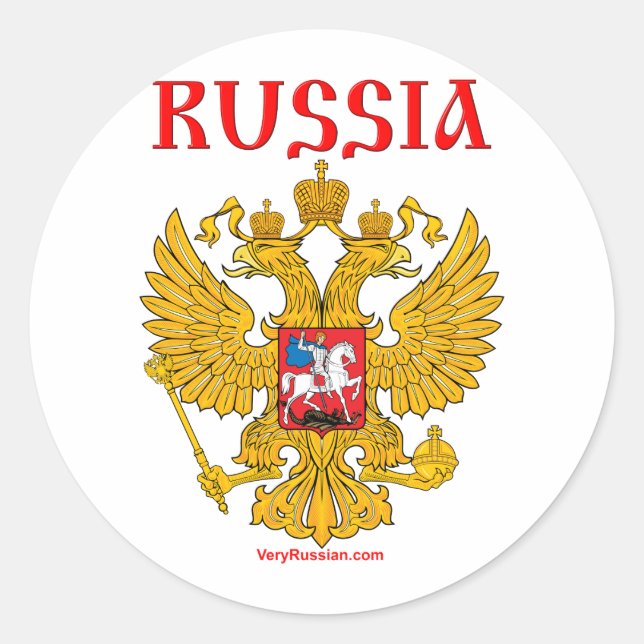 Герб России RUSSIA Coat of Arms Classic Round Sticker (Front)