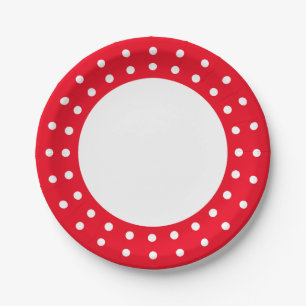Просто красный алый polka dots paper plate