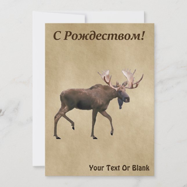 С Рождеством - Bull Moose On Old Paper (Front)