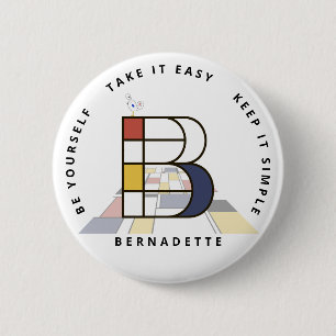 Сaptivating Neoplasticism Art Monogram. Letter B 6 Cm Round Badge