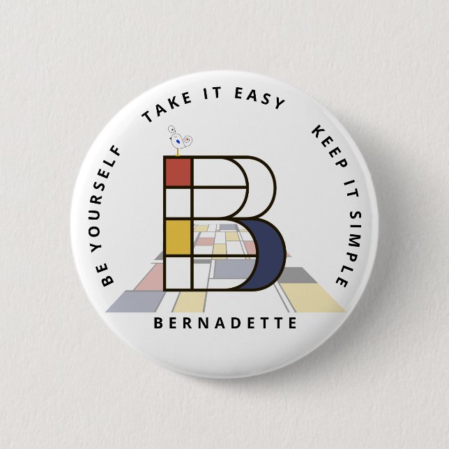 Сaptivating Neoplasticism Art Monogram. Letter B 6 Cm Round Badge (Front)
