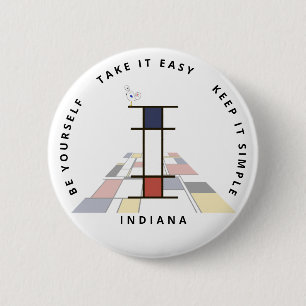 Сaptivating Neoplasticism Art Monogram. Letter I 6 Cm Round Badge