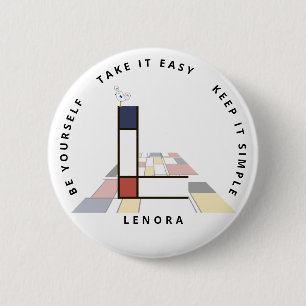 Сaptivating Neoplasticism Art Monogram. Letter L 6 Cm Round Badge