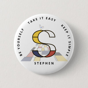 Сaptivating Neoplasticism Art Monogram. Letter S 6 Cm Round Badge