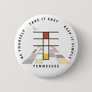 Сaptivating Neoplasticism Art Monogram. Letter T 6 Cm Round Badge