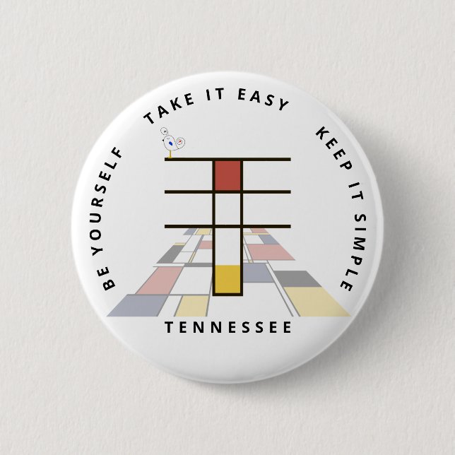 Сaptivating Neoplasticism Art Monogram. Letter T 6 Cm Round Badge (Front)