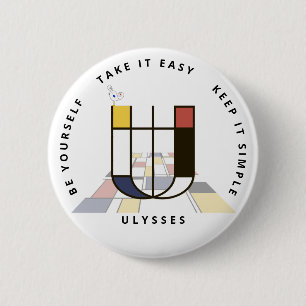 Сaptivating Neoplasticism Art Monogram. Letter U 6 Cm Round Badge