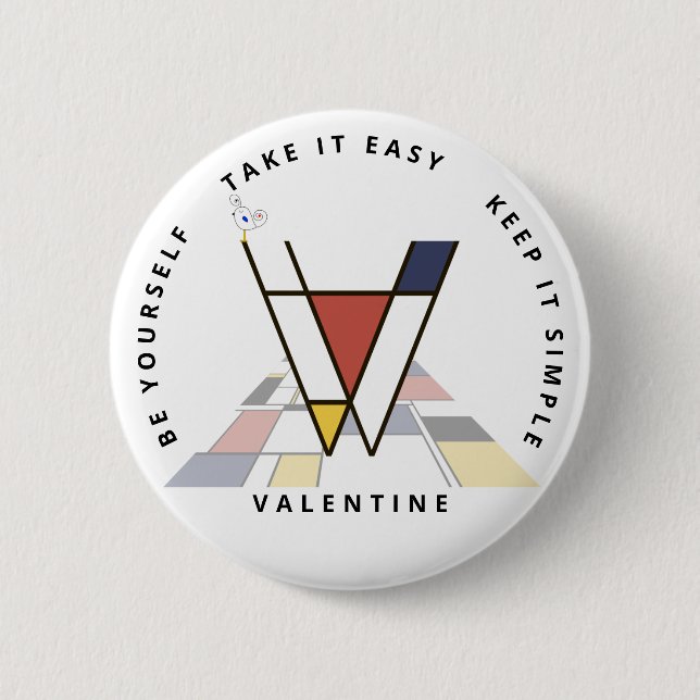 Сaptivating Neoplasticism Art Monogram. Letter V 6 Cm Round Badge (Front)