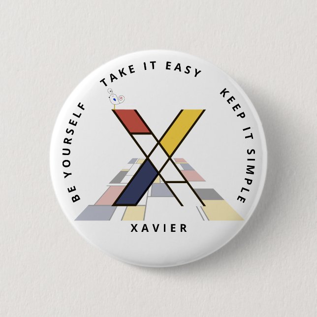 Сaptivating Neoplasticism Art Monogram. Letter X 6 Cm Round Badge (Front)