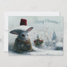 Сhristmas landscape fantasy rabbit 3d invitation