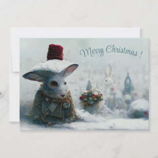 Сhristmas landscape fantasy rabbit 3d invitation