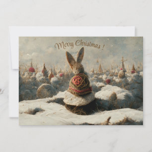 Сhristmas landscape fantasy rabbit 3d invitation