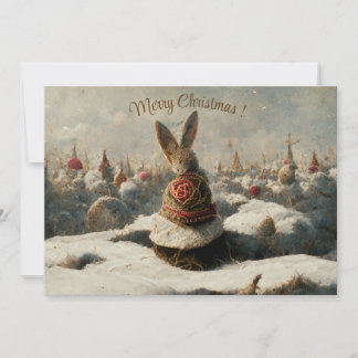 Сhristmas landscape fantasy rabbit 3d invitation
