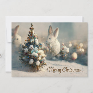Сhristmas landscape fantasy rabbit 3d invitation