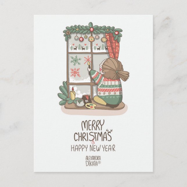 Сhristmas patterns by Alexandra Dikaia Holiday Postcard (Front)