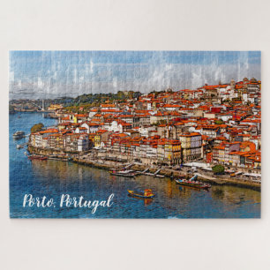 Сityscape of Porto, Douro river. Portugal. T-Shir Jigsaw Puzzle