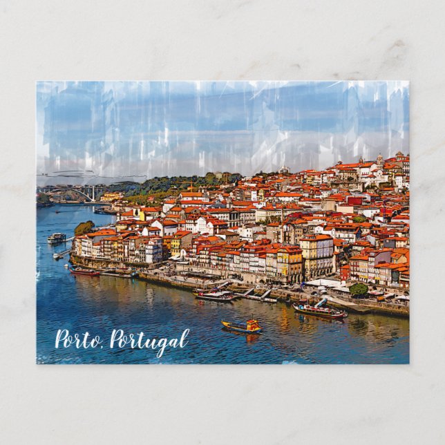 Сityscape of Porto, Douro river. Portugal. T-Shirt Postcard (Front)
