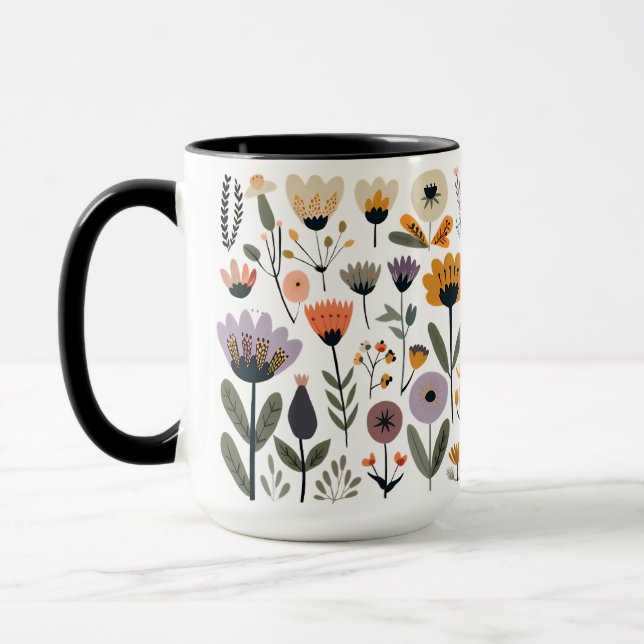 Сollection of vector flowers mug (Left)
