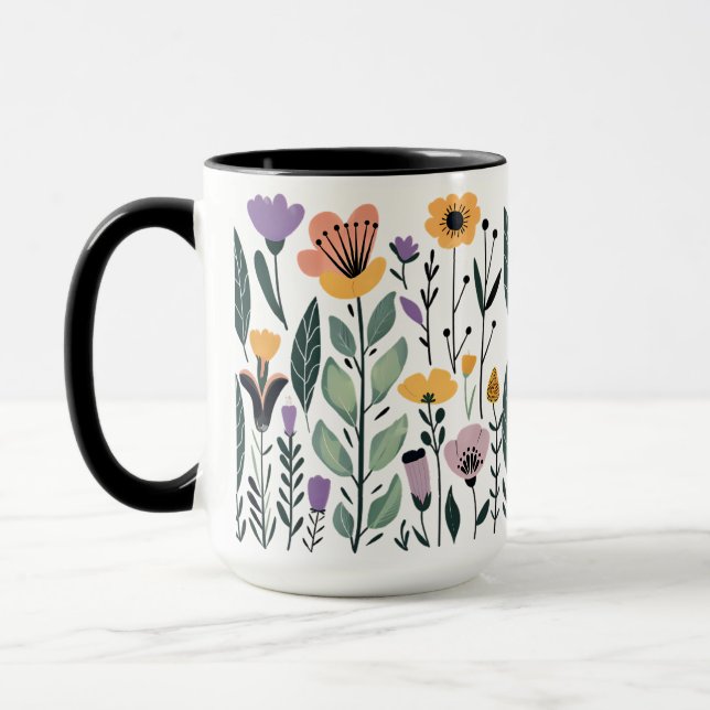 Сollection of vector flowers mug (Left)