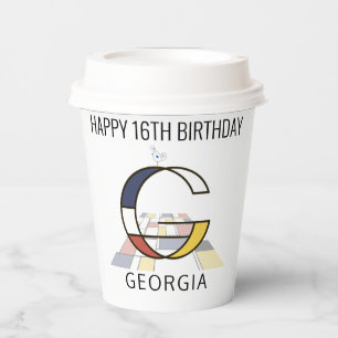 Сool Neoplasticism Style Monogram. Letter G Paper Cups