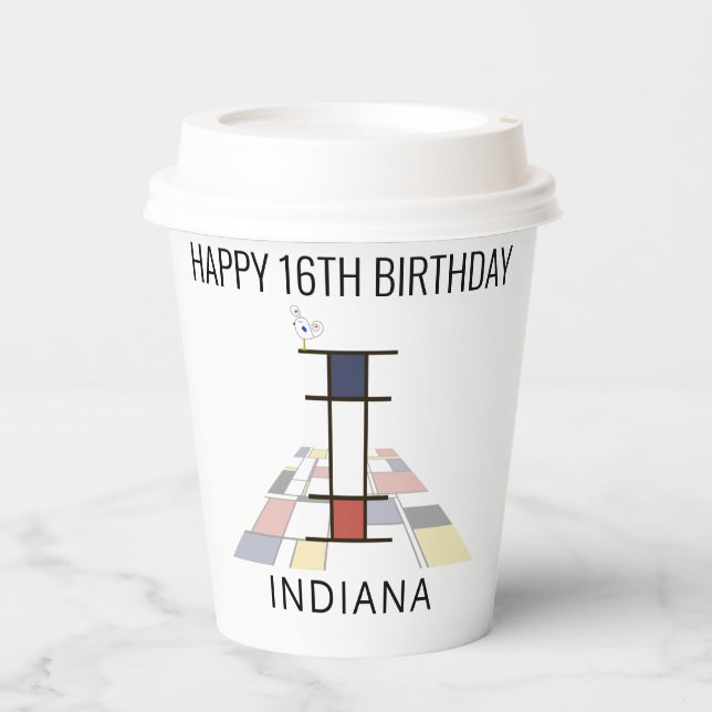 Сool Neoplasticism Style Monogram. Letter I Paper Cups (Front)