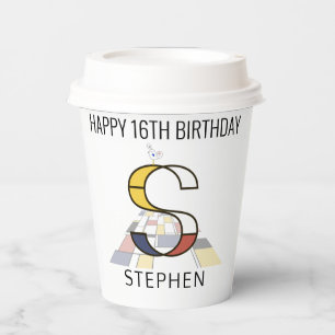 Сool Neoplasticism Style Monogram. Letter S Paper Cups