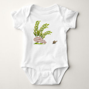 Сozy forest mushroom and cute snail  baby bodysuit
