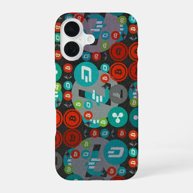 Сryptocurrency pattern iPhone 16 case (Back)