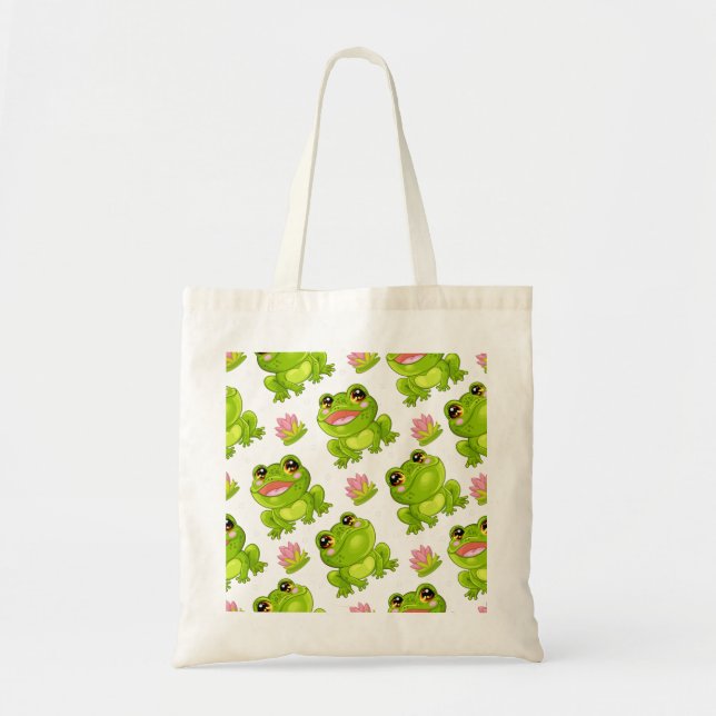 Сute cartoon frogs tote bag (Front)
