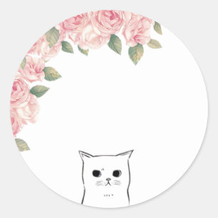Сute cat classic round sticker