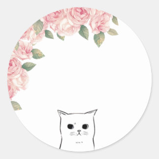 Сute cat classic round sticker