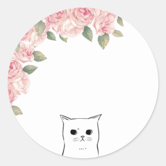 Сute cat classic round sticker (Front)