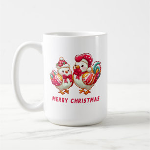 Сute Christmas Chickens, Xmas Farm Chickens Coffee Mug