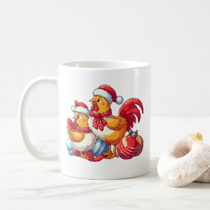 Сute Christmas Chickens, Xmas Farm Chickens   Coffee Mug